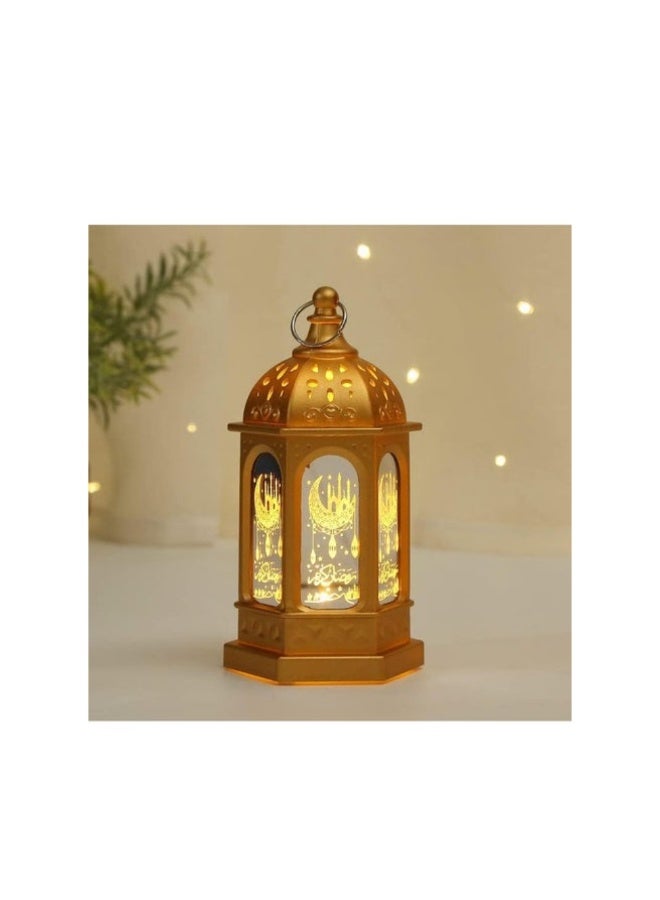 أكاليكس فانوس رمضان بشموع LED، فانوس عيد مبارك، فوانيس رمضان مبارك، فوانيس مزخرفة على شكل هلال ونجمة، أضواء رمضان كريم LED، فانوس معلق مزخرف عتيق لتزيين المنزل والحفلات - Image 1